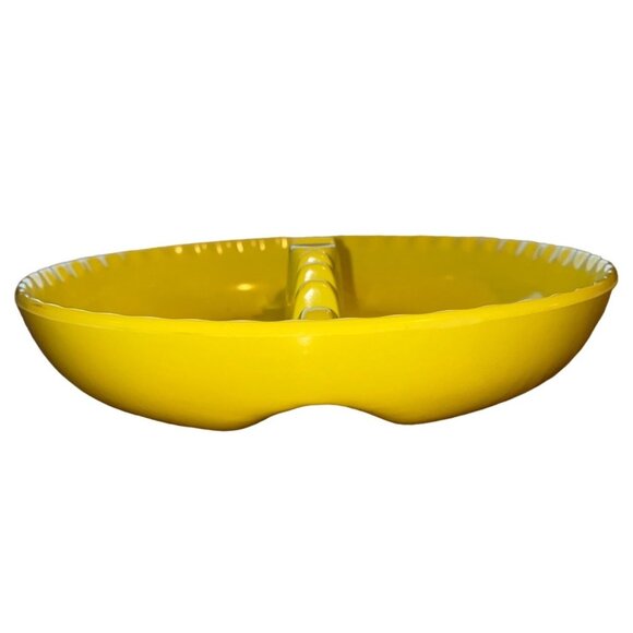 Yellow Divided Plastic Serving Dish By Dale Chemical Co. Round Plate With Center - Picture 4 of 11